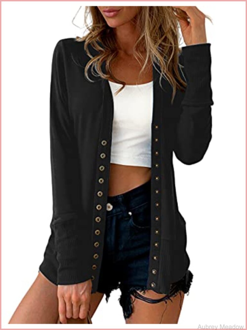 Womens V Neck Button Down Knit Cardigan Lightweight Long Sleeve Sweater